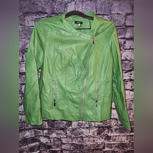 Alfani Green Faux Leather Jacket sz Medium